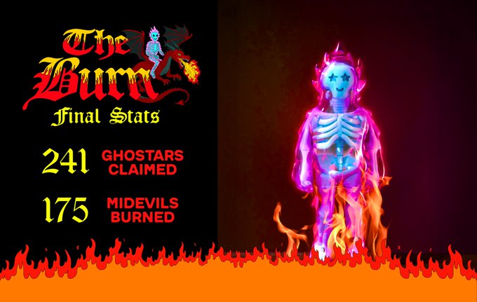 Ghoststar Figurine burn event - 175 MidEvils burned for 241 vinyl figures