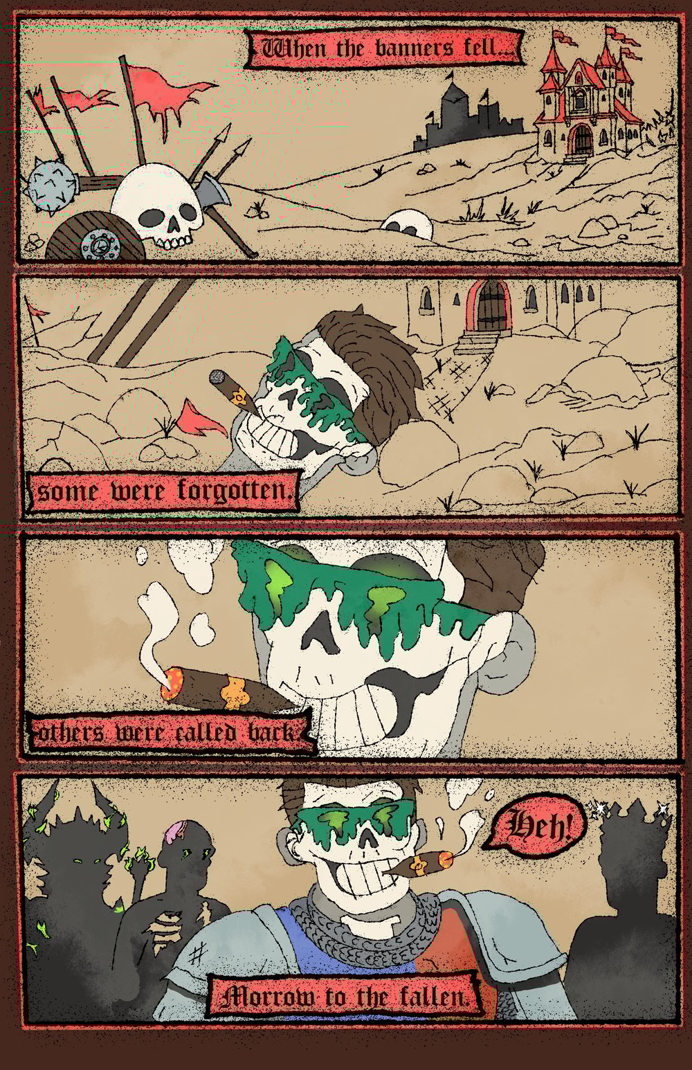 The Smiling Revenant comic page - Sir Grinwald of the Green Veil